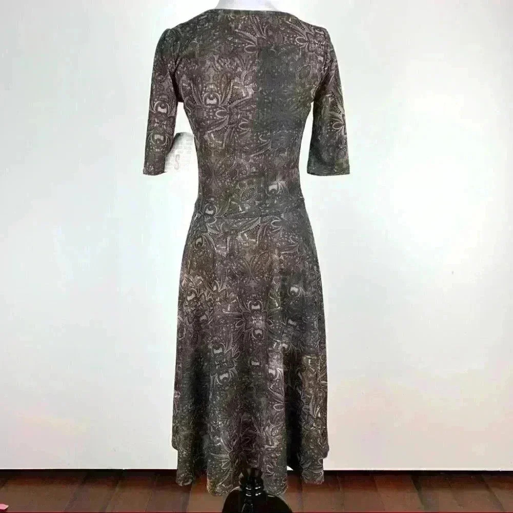 Lularoe Womens Nicole dress size S brown midi - Picture 5 of 13